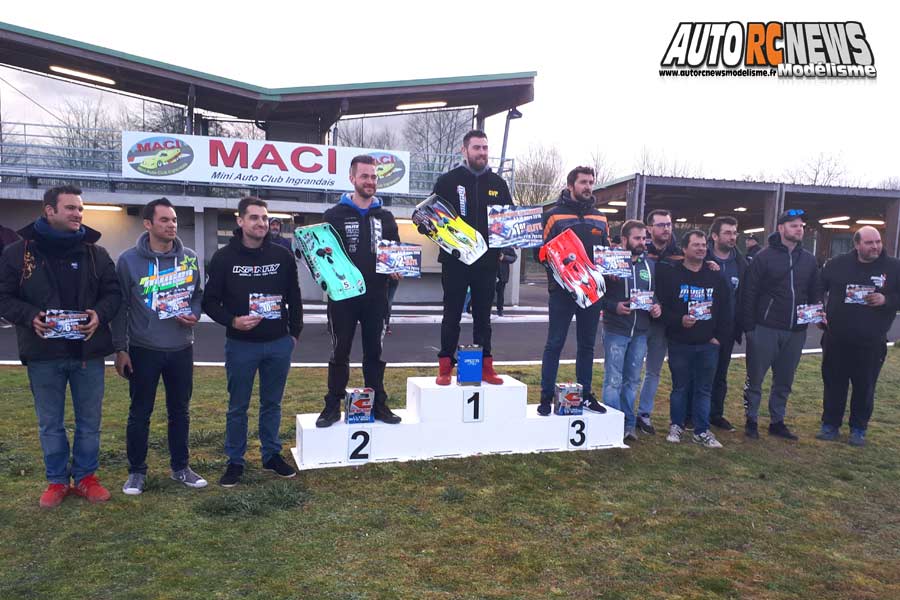 1ère cf piste 1/8 thermique 4 x 4 et brushless à ingrandes club maci les 9 et 10 mars 2019.