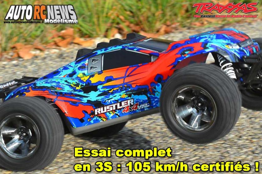 essai traxxas rustler 4x4 vxl brushless rtr 1/10 réf : 67076-4- distribué par mrc.