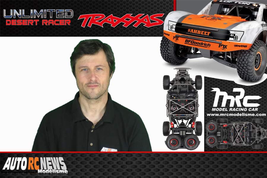 vidéo du traxxas unlimited desert racer 1/7 4wd vxl réf 85076-4 importé en france par mrc.