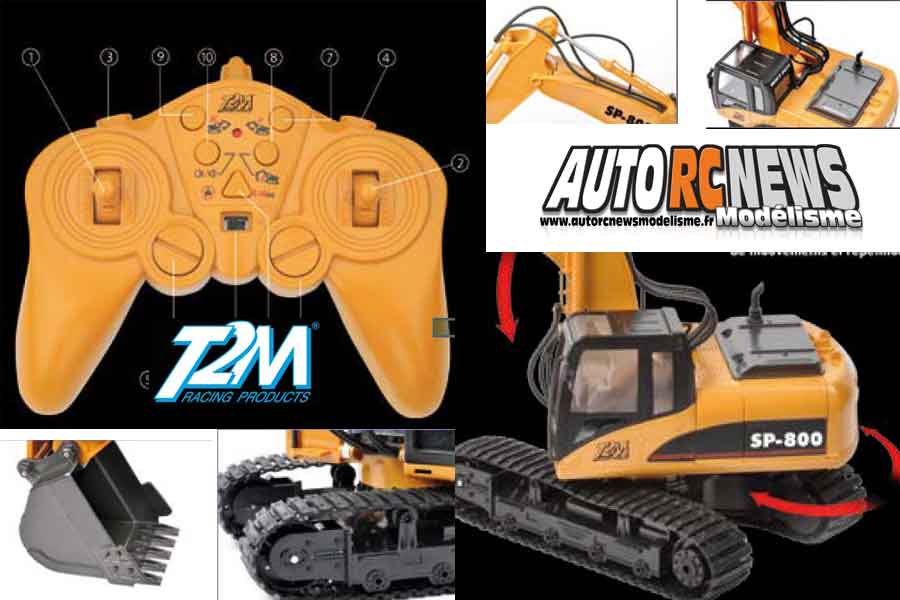 pelleteuse rc t2m 1/14 bagger réf : t800 distribuée par t2m.