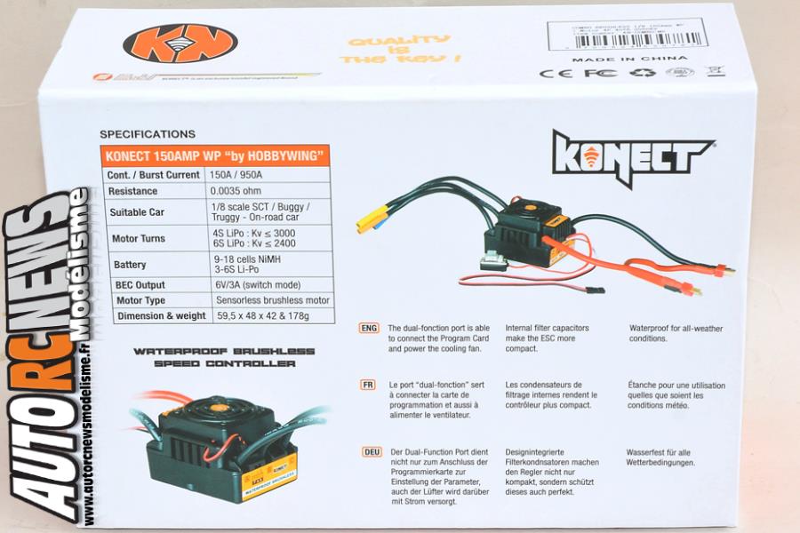 combo konect brushless 1/8 150 ampères wp + moteur 4 pôles 2050 kv distribué par imodel