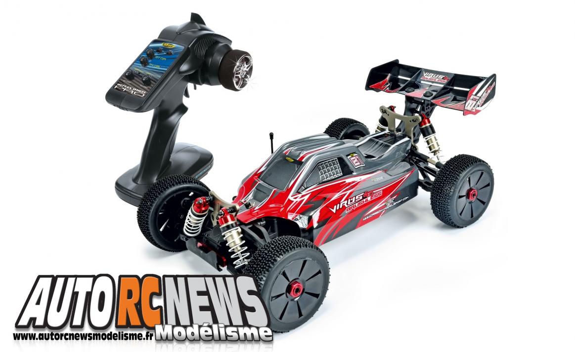 Carson Virus 4.0 Brushless #C500409050 Nouveau TT 1/8ème brushless rtr motorisé par un moteur de 1980 KV et des accus Li-Po 4S distribué par T2M. Carson Virus 4.0 Brushless #C500409050 Nouveau TT 1/8ème brushless rtr motorisé par un moteur de 1980 KV et des accus Li-Po 4S distribué par T2M.