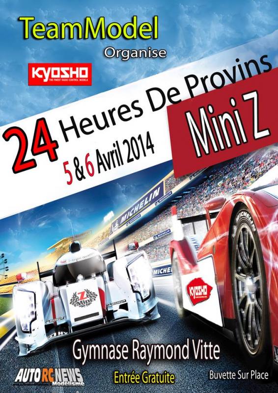 24 heures de Provins Mini Z organisé les 5 et 6 avril 2014 par le magasin team model provins, salle raymond vitte.