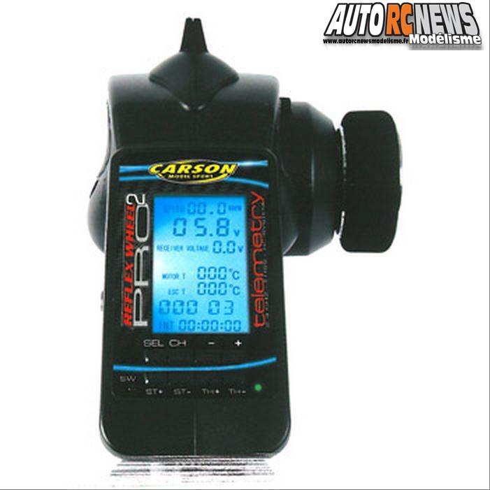 Carson Reflex Wheel Pro 2 Telemetry référence C500500038. émetteur à volant de marque Carson pour piloter des voitures radiocommandées. radio en 2,4 ghz avec télémétrie. modélisme R/C