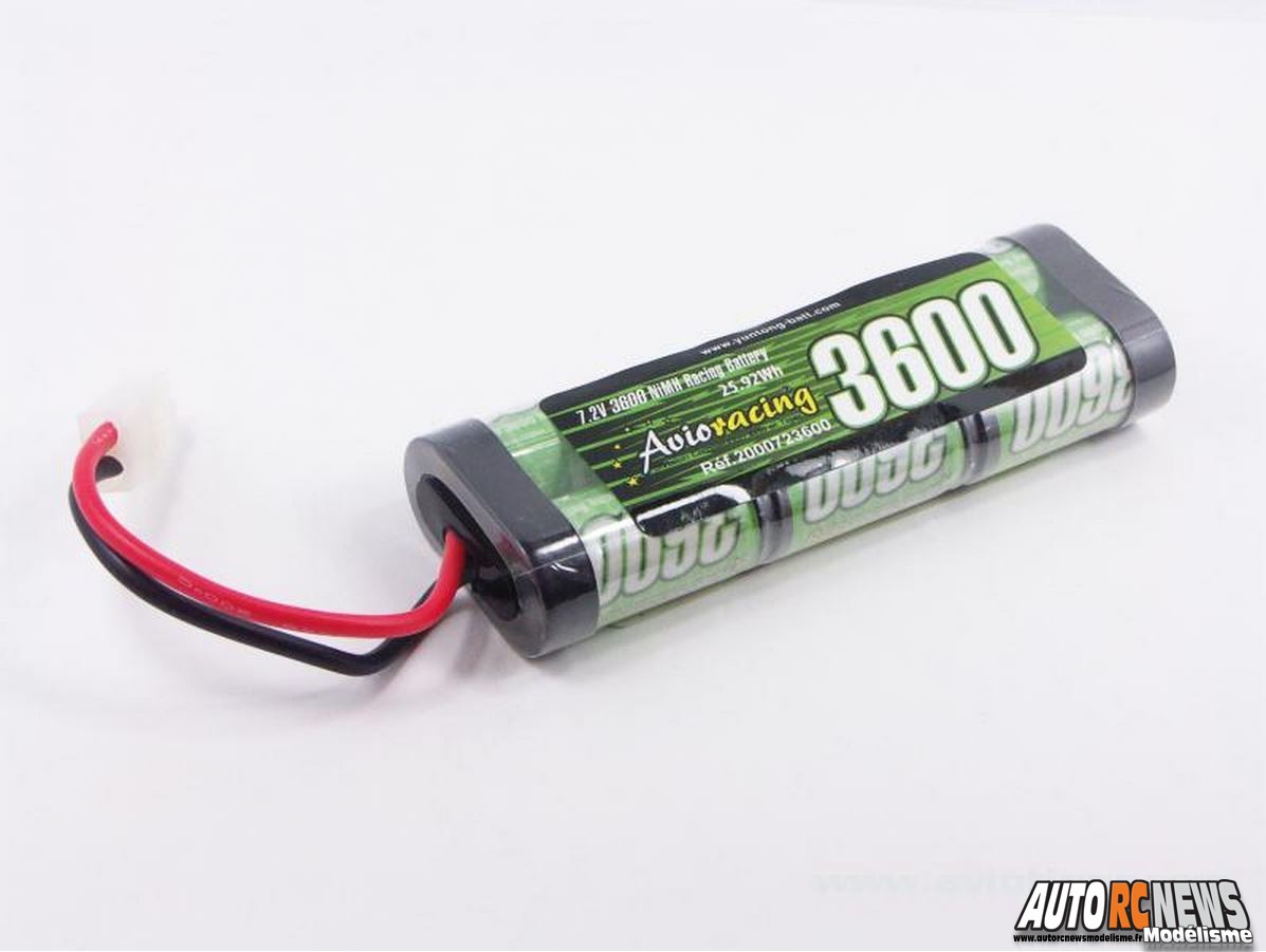 Avioracing Accus Nimh 7,2 volts. Accus pour le modélisme et en particulier pour les voitures radiocommandées électriques disponibles en 4 capacités sous les références 2000724600, 2000722200, 2000723000 et 2000723600.