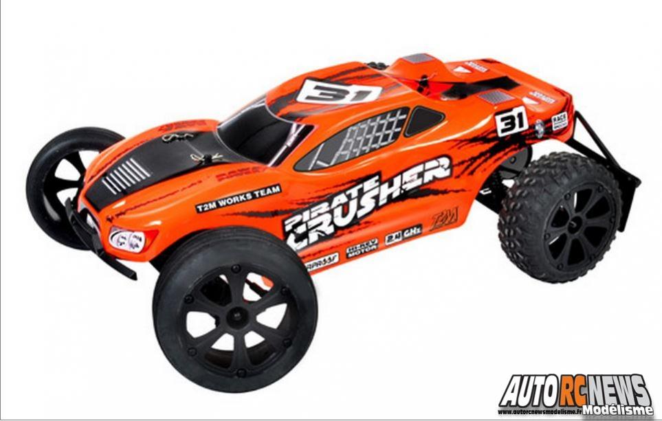T2M Pirate Crusher.voiture radiocommandée électrique de la marque T2M référence t4913. modélisme auto r/c. voiture de tout terrain à l'échelle 1/10ème motorisée par un moteur électrique 540. T2M Pirate Crusher.voiture radiocommandée électrique de la marque T2M référence t4913. modélisme auto r/c. voiture de tout terrain à l'échelle 1/10ème motorisée par un moteur électrique 540.