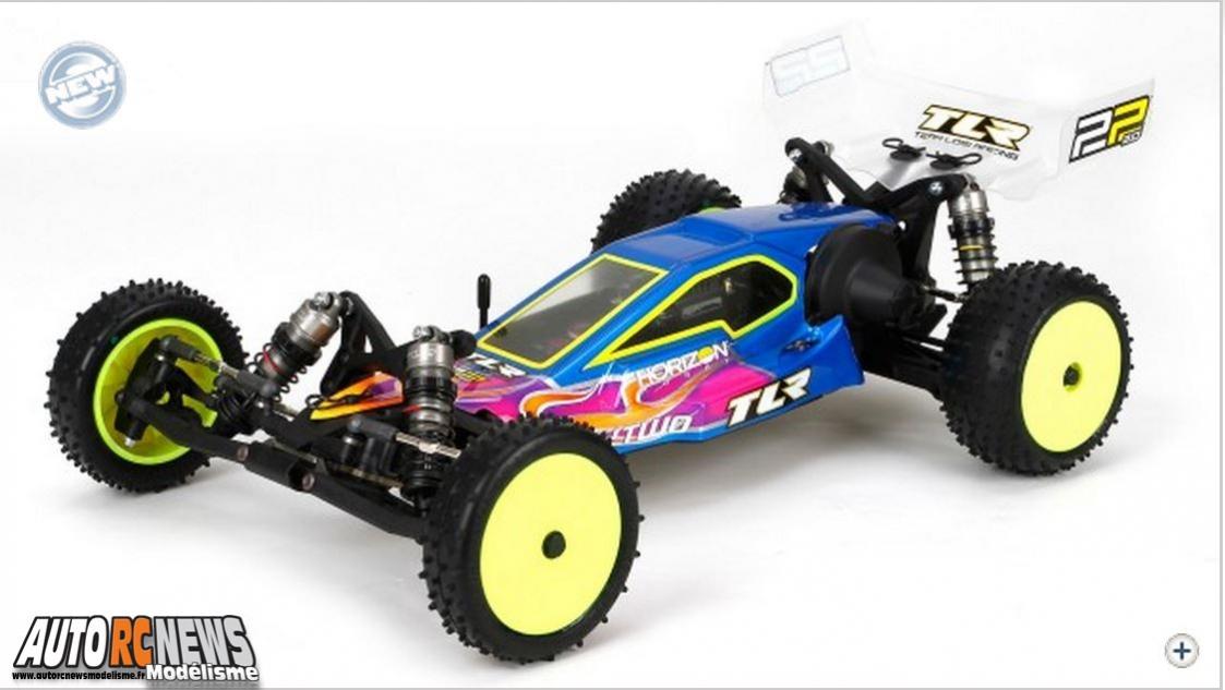 TLR 22 V2.0 2WD buggy kit. nouveau buggy tout terrain électrique à l'échelle 1/10ème de la marque team losi. voiture radiocommandée pour le modélisme auto.