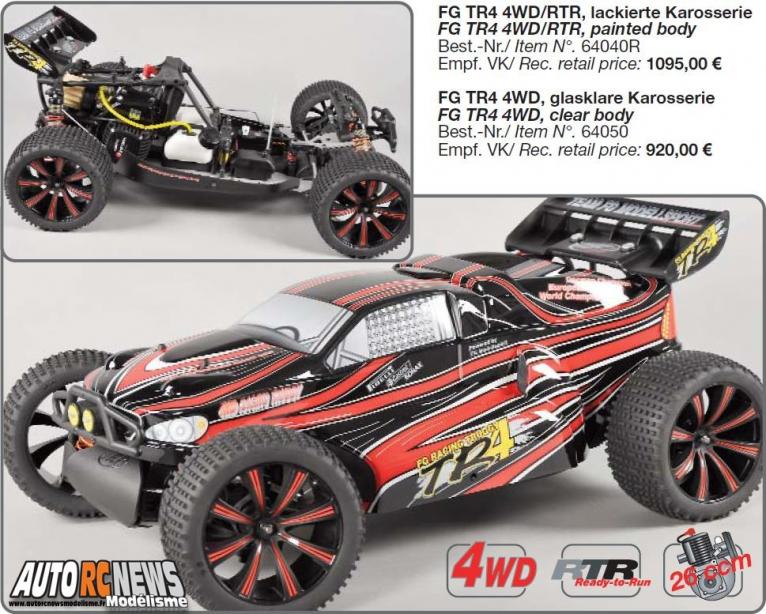 FG TR4 4WD RTR. voiture de modélisme auto radiocommandée à l'échelle 1/5ème. FG tr4 disponible en mode thermique ou brushless. fg modellsport FG TR4 4WD RTR. voiture de modélisme auto radiocommandée à l'échelle 1/5ème. FG tr4 disponible en mode thermique ou brushless. fg modellsport