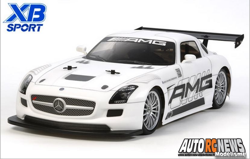 Tamiya XBS Mercedes Benz SLS AMG GT3. voiture électrique radiocommandée de modélisme.
