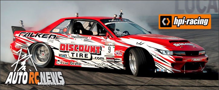 HPI vient de sortir une nouvelle E10. La E10 Drift Discount Tire/Falken Tire Nissan S13.