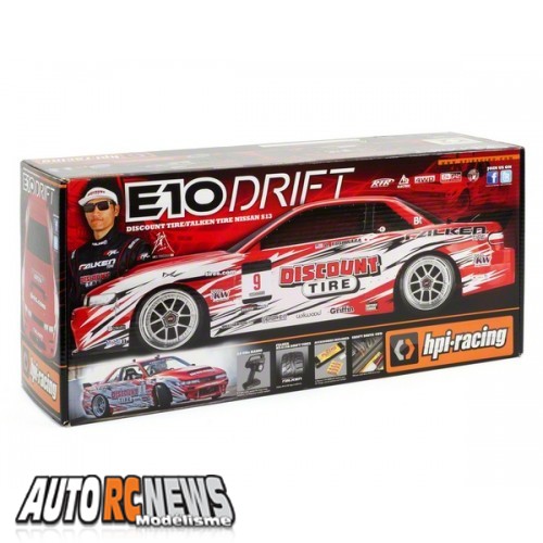 HPI vient de sortir une nouvelle E10. La E10 Drift Discount Tire/Falken Tire Nissan S13.