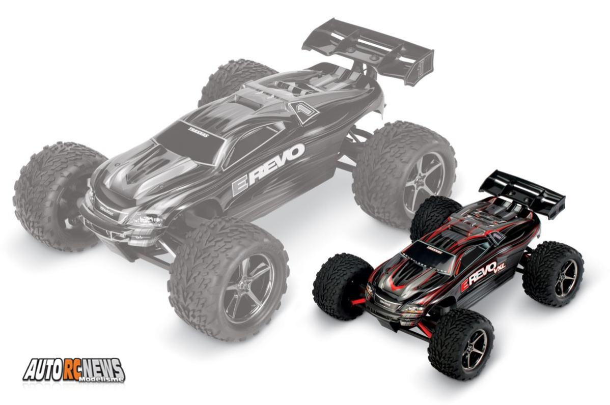 Pour ceux qui l'ignoreraient encore, l'E Revo de chez Traxxas existe aussi en version VXL à l'échelle 1/16ème.