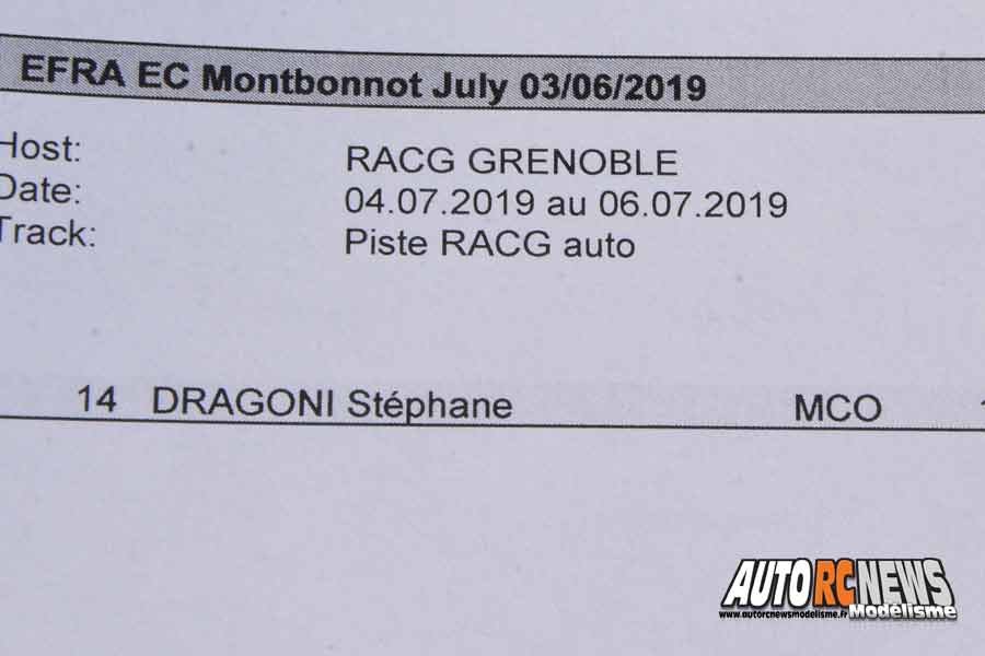 championnats d'europe piste 1/8 thermique 4 x 4 à grenoble au club racg du 1er au 6 juillet 2019